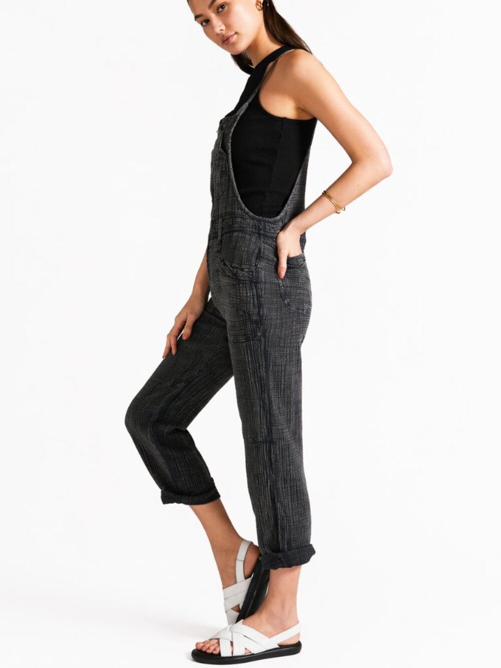 ANTHROPOLOGIE Pilcro Gauze Painter’s Overalls Gauzy Cotton Grey Women's 26 x 28"